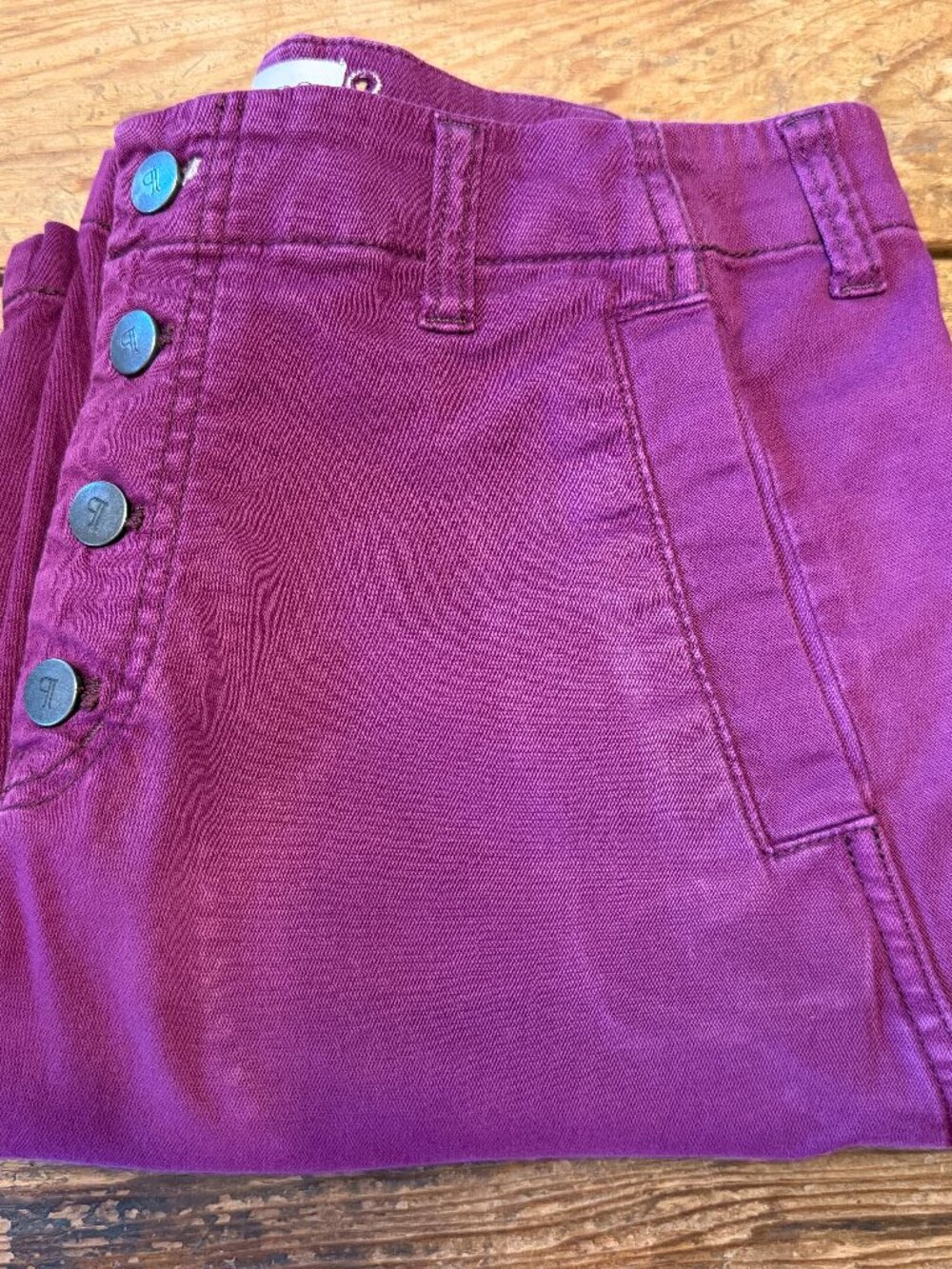 Pilcro Barrel Pant, button front, buckle back, purple, size 29 - Picture 7 of 9